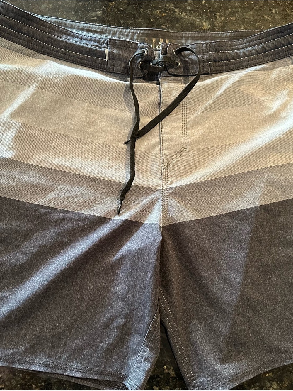 Quiksilver Men's Gray and Charcoal Gradient Stripe Board Shorts